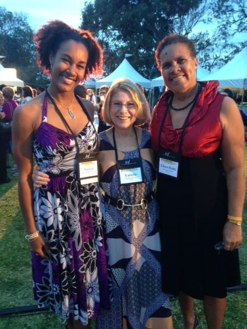 Valerie Freeman with Katura Horton-Perinchief, the first Black woman from any nation to compete in Olympic diving and at one time, the Canadian National Champion, and on the right, her mother Ellen-Kate Horton, former member of Bermuda's Big Blue Machine that ruled women's Caribbean softball in the mid-70's.